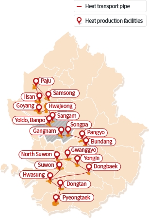 Heat transport network connected to the Seoul metropolitan area Map