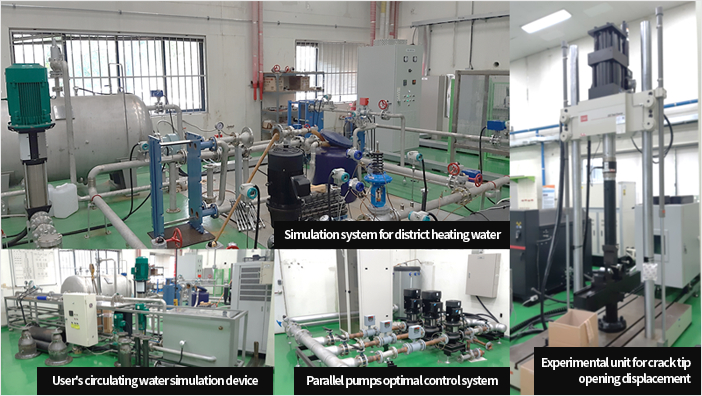 Simulation system for district heating water, User's circulating water simulation device, Parallel pumps optimal control system, Experimental unit for crack tip opening displacement Image
